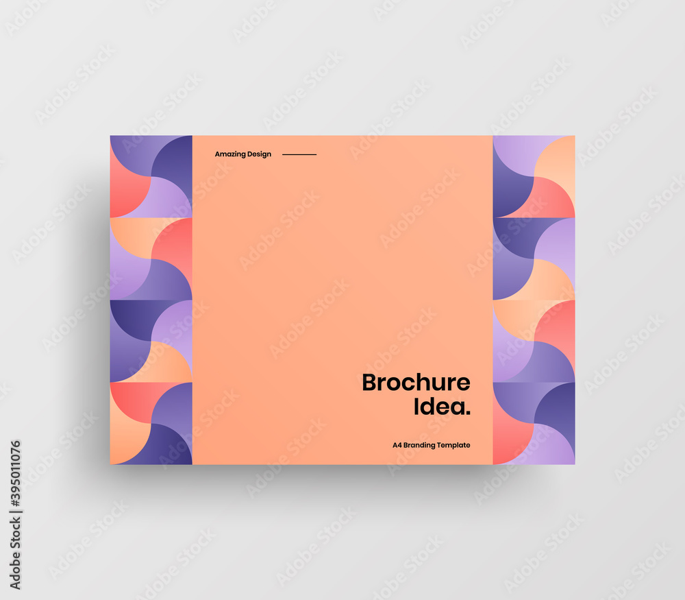 Creative business abstract horizontal front page vector mock up. Corporate geometric report cover illustration design layout. Company identity brochure template.