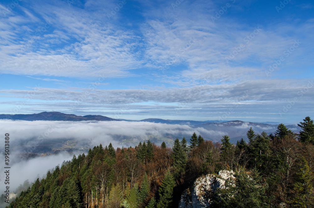 Pieniny panorama mgła Pieniny panorama mgła