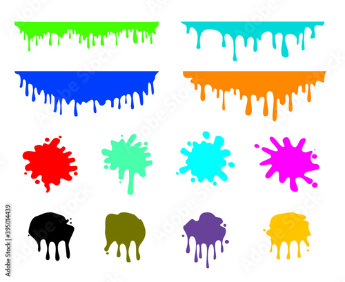 Colour splash isolated on transparent background. Vector illustration. Set icon.