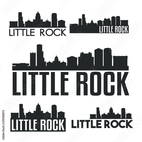 Little Rock Arkansas USA Flat Icon Skyline Vector Silhouette Design Set Logos.