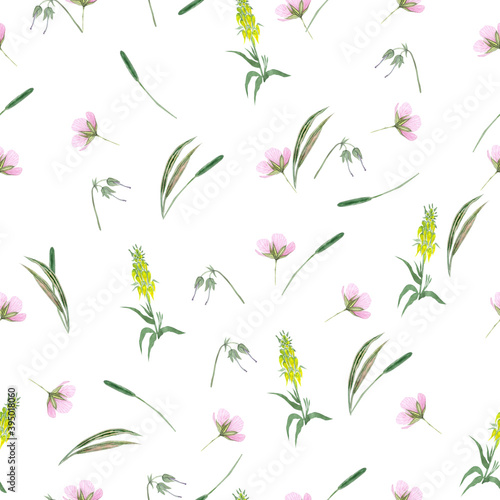 seamless pattern with pink flowers