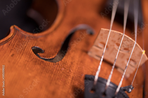 A violin on a dark background