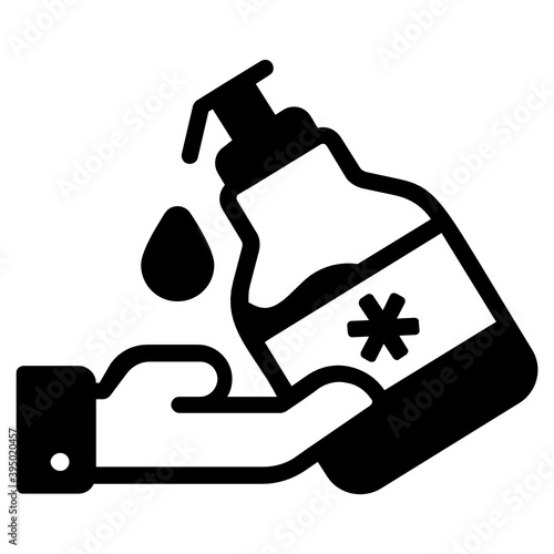 
Hand sanitizer denoting solid icon of hand hygiene
