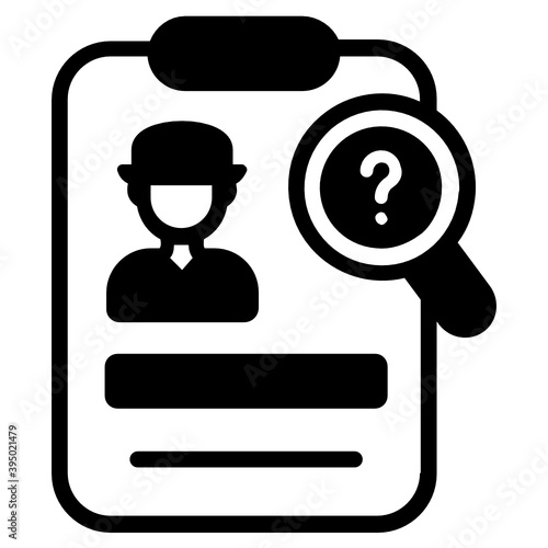 

Investigation report icon, magnifier over a criminal document
