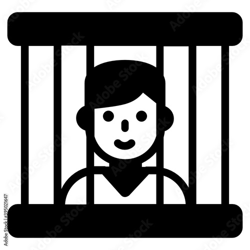 
Person in lockup, prisoner solid icon
