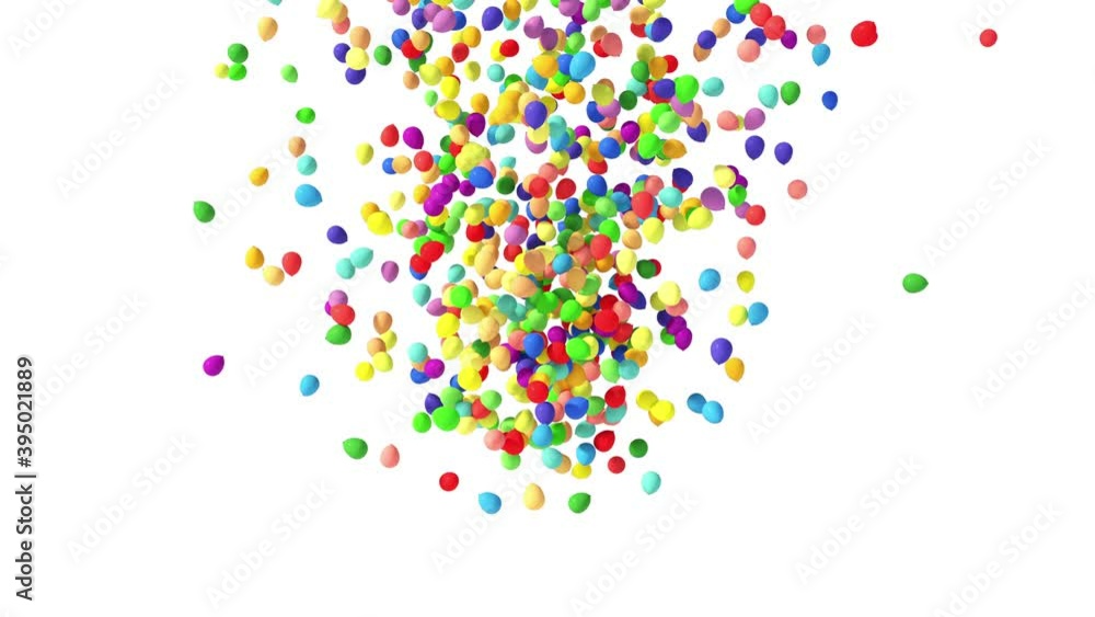 4k Animation of Heap of Multicolored Balloons flowing on white with Alpha Matte 4k Animation of Heap of Multicolored Balloons flowing on white with Alpha Matte