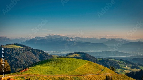 View from Alp Scheidegg Züricher Oberland to the Mountains