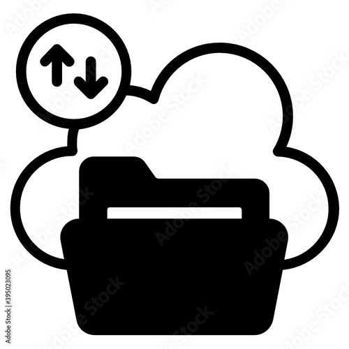 
Cloud data recovery icon, document case with opposite direction arrows and cloud 
