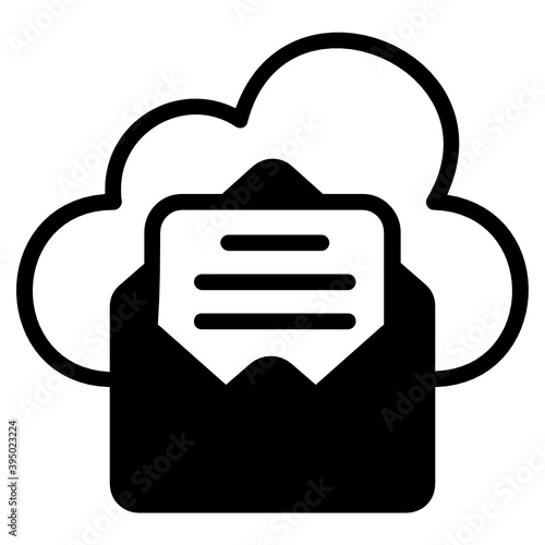 
Cloud with envelope, denoting concept of cloud mail icon
