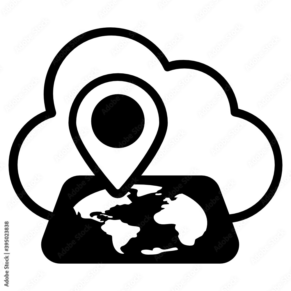 Cloud with map marker, cloud location icon
Cloud with map marker, cloud location icon