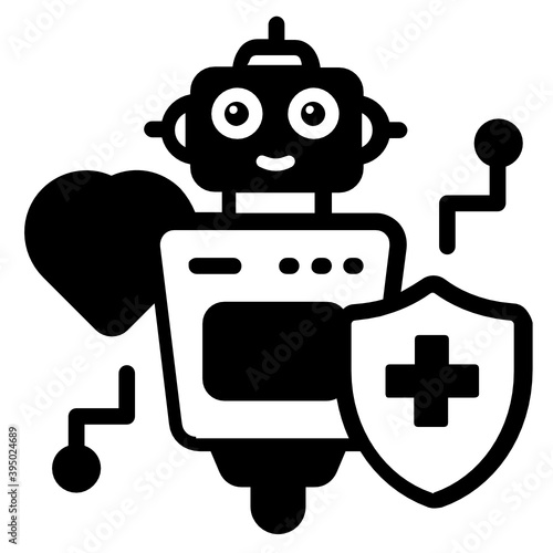 
Medical robot icon in modern filled style 

