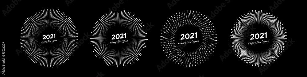 Fototapeta premium Firework with inscription 2021 and Happy New Year
