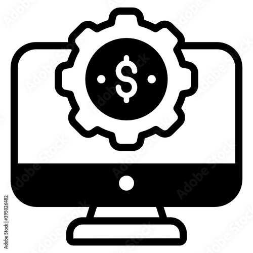 
Online making money concept, dollar coin inside gear
