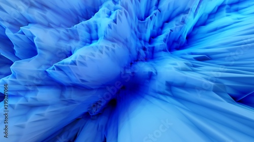 Abstract blue background pattern of crystal faces 3d render