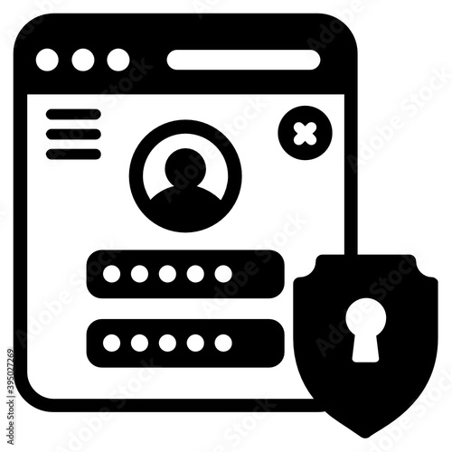 

Secure login vector, web page with security shield 
