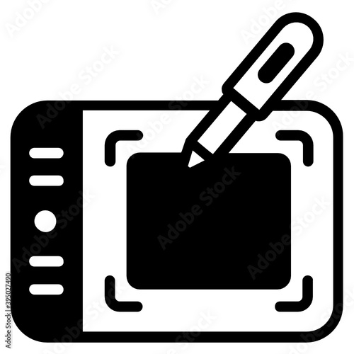 
Graphic tablet icon, digital art in solid style 
