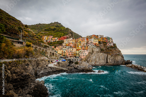 View of the small village of Manarola in Liguria, Italy