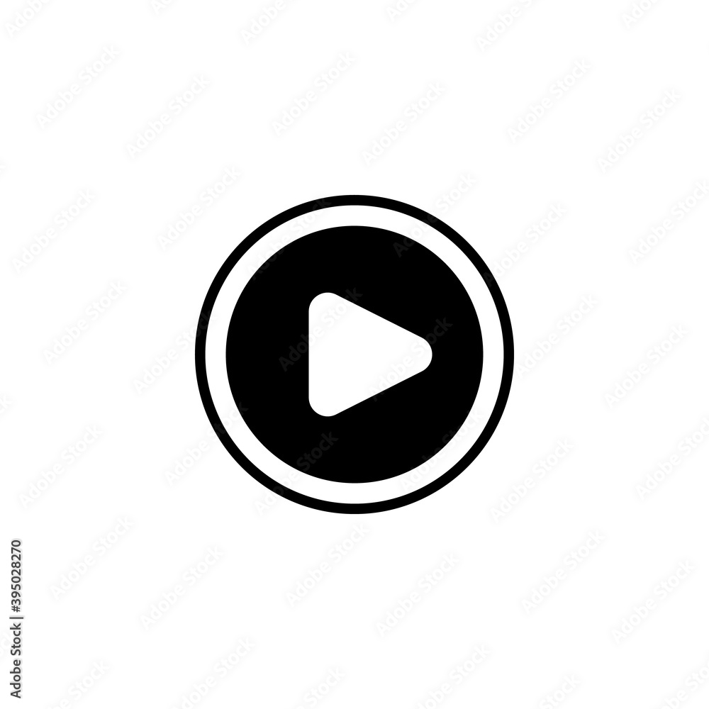 Play Button icon is black on a transparent background. Vector round symbol audio and video player Play Button icon is black on a transparent background. Vector round symbol audio and video player