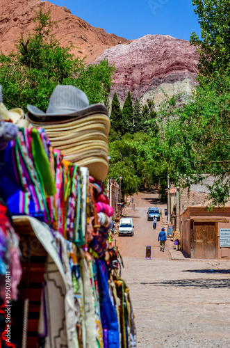 Stock photo of the colored street market in Purmamarca village , Jujuy, Argentina