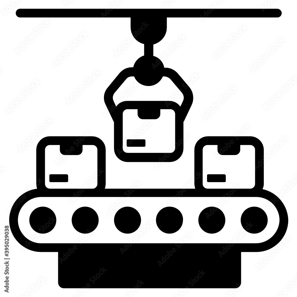 Fototapeta premium A robotic arm, solid icon of production process 