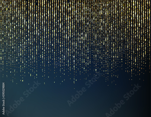 curtain of golden particles on a black background