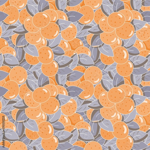 bright seamless vegetable pattern with orange fruits and leaves