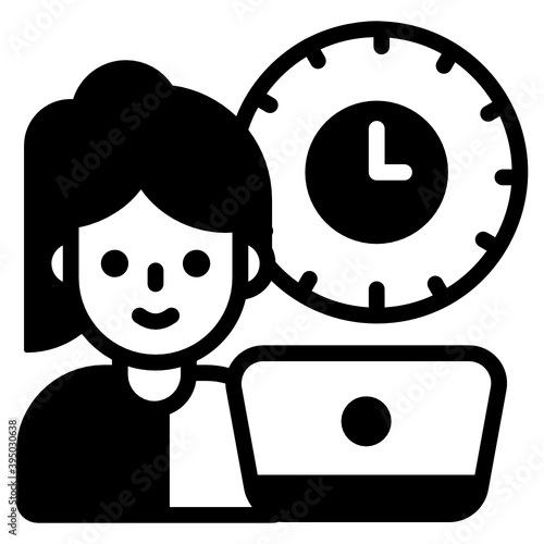 
Solid editable icon of working time
