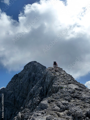Hiker at Watzmann mountain, Bavaria, Germany