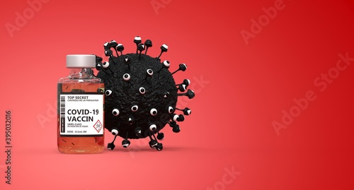 flacon de vaccin avec virus pour exprimer l id  e d un complot mondial