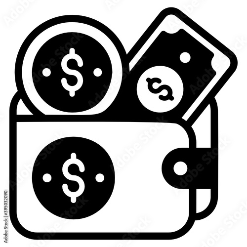 Personal income wallet icon in solid style