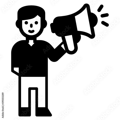 
Person active supporter and advocate, promoter glyph icon 
 photo