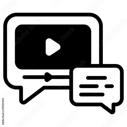 
Video comments icon in solid style 
