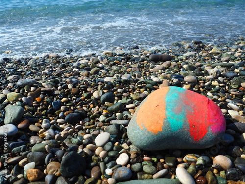 Beach with pebbles on the Black sea. 