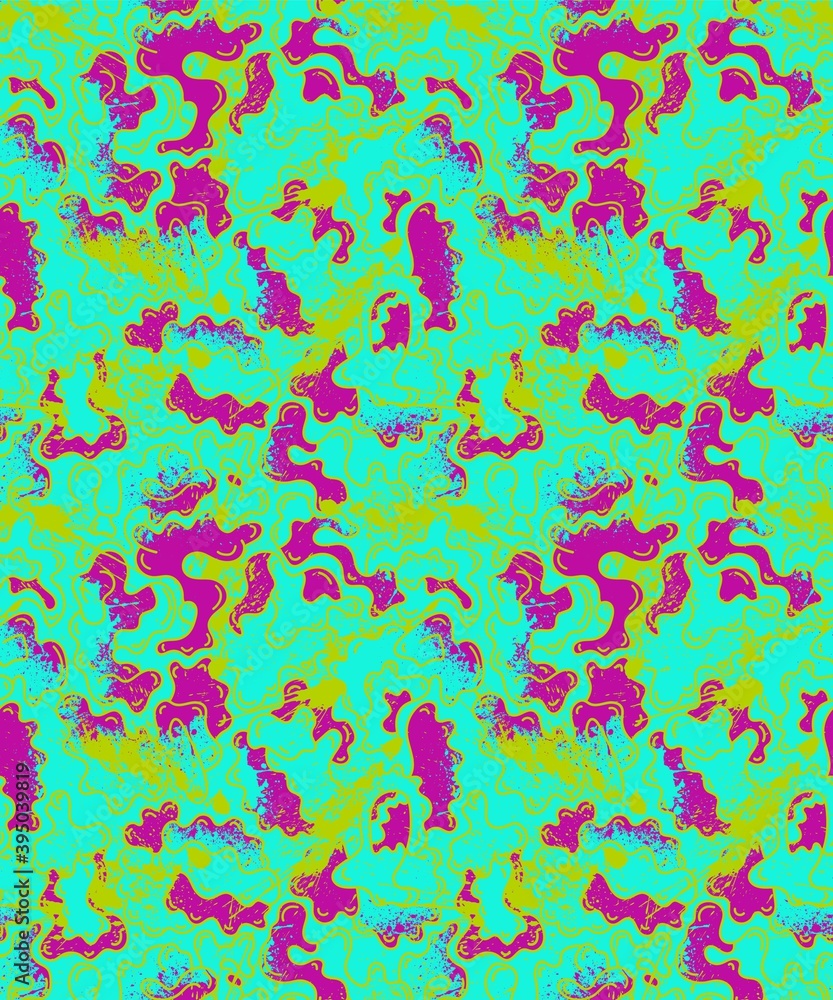 Abstract seamless urban pattern with wave hand draw shapes