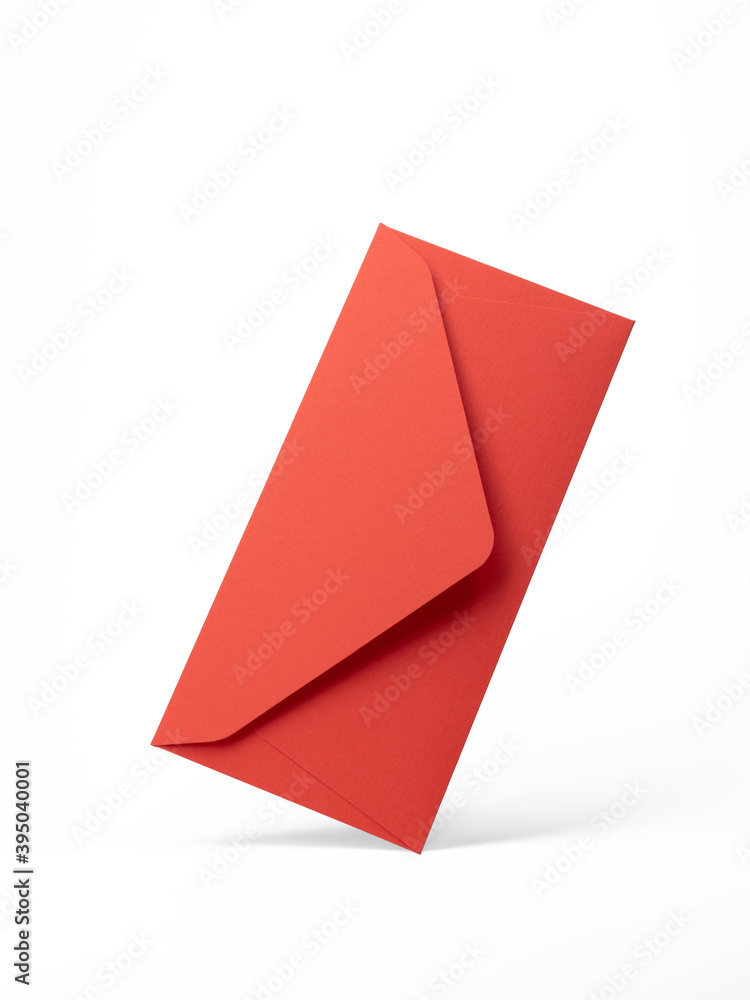 Orange envelope on a white background with an opening side Orange envelope on a white background with an opening side