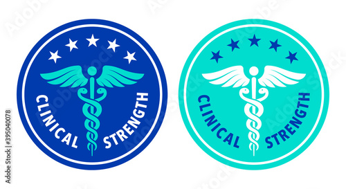 Clinically tested, approved, vector badge