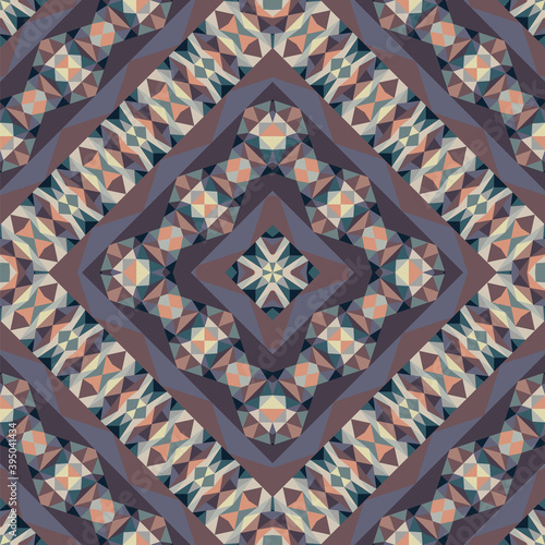 Geometric seamless pattern, abstract colorful background, trendy ethnic ornament, fashion print, vector texture.