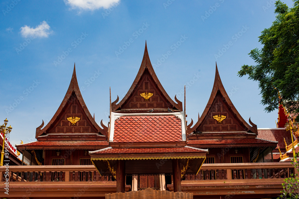 Temple in Thailand The roof is beautiful in Thai style. Temple in Thailand The roof is beautiful in Thai style.