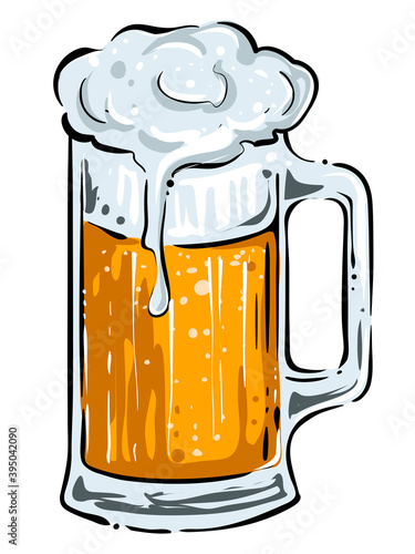 Beer mug, color, hand drawn vector