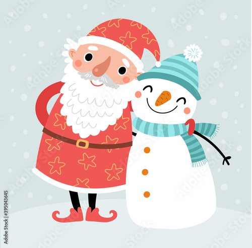 Santa and snowman christmas card