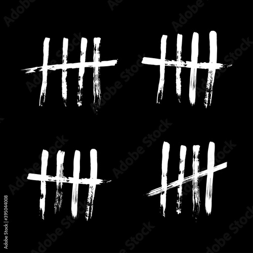 Tully celebrates the day of the count. Background with counted white marks on a black wall. Flat style. Vector