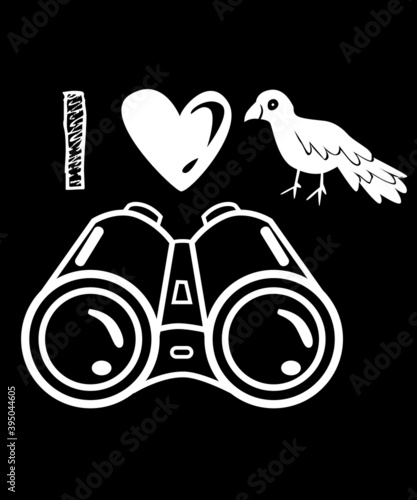 Bird And Binoculars For Bird Watching With A Silhouette Vector