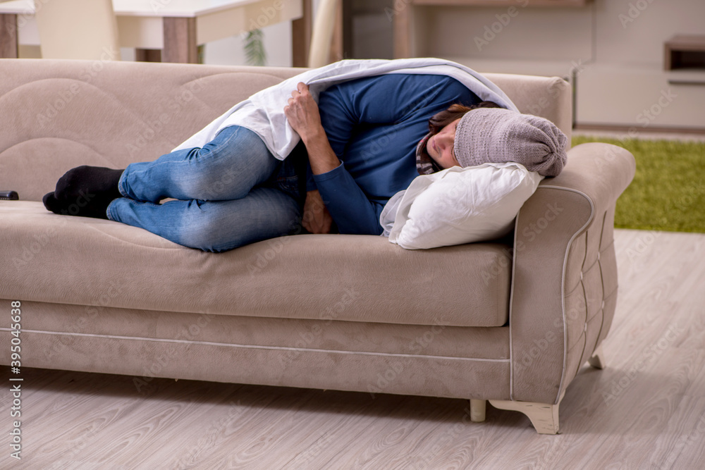 Young man suffering at home Young man suffering at home