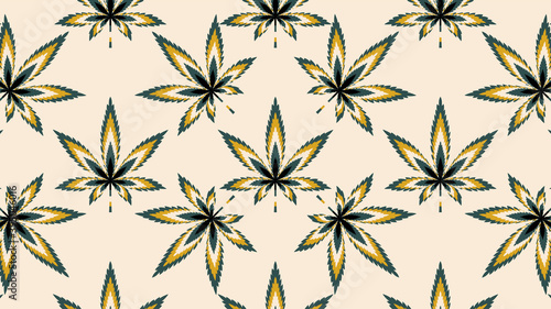 Marijuana leafs or cannabis leafs weed seamless pattern