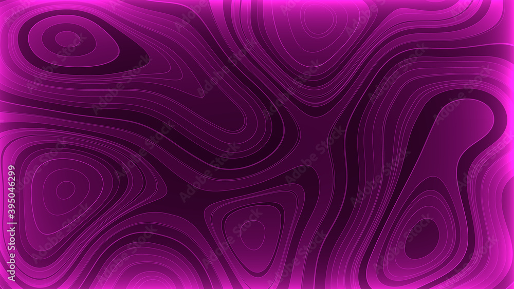 Fototapeta premium Abstract background of curves. Light at the edges. Purple illustration. 3D image.