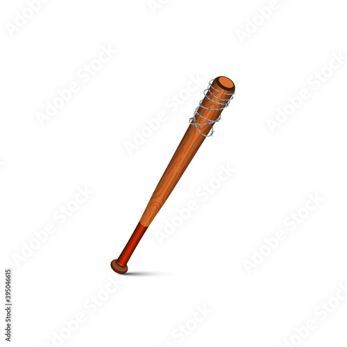 Vector illustration of baseball bat with barbed wire.