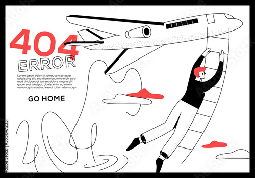 404 error page - flat design style web banner