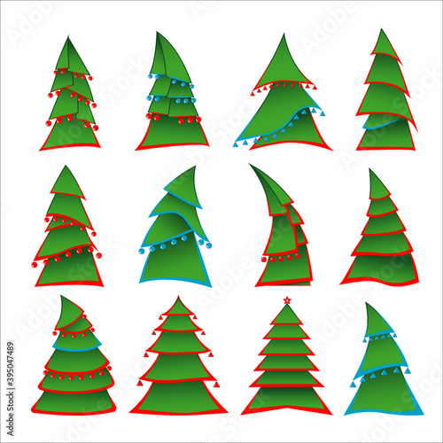 Vector image of Christmas trees as icons
