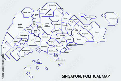 Singapore political map divide by state colorful outline simplicity style. Vector illustration.	
