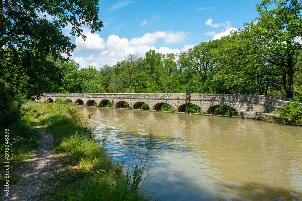 Canal du Midi Flood protection aqueduct called Agent-Double in the South of France 